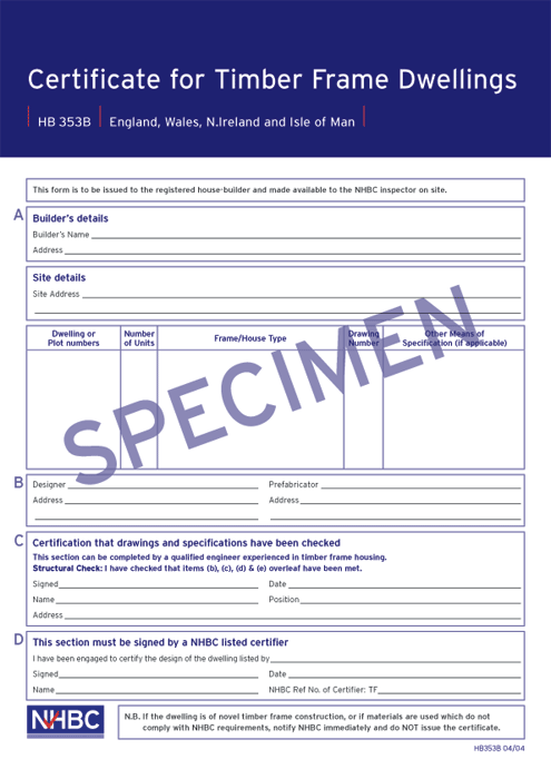 Specimen Certificate (England, Wales, Northern Ireland and Isle of Man) page 1