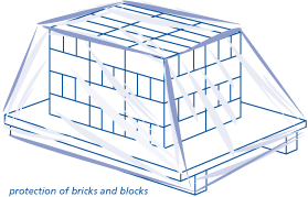 Stacks of bricks should be protected by covering with waterproof covers