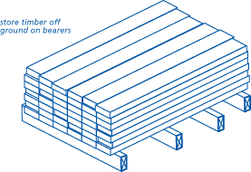 Store timber off the ground on bearers